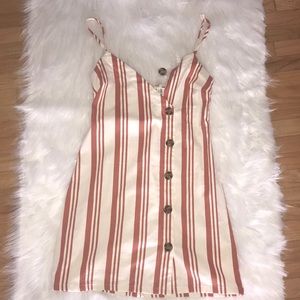 Sky and sparrow orange and white stripe dress